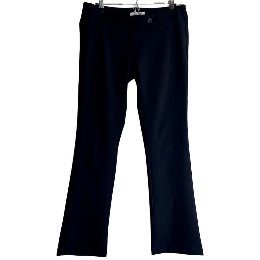 PDK Pants Womens Size W34 Black Pockets Belted Loops Low-Rise Wide-Leg Business